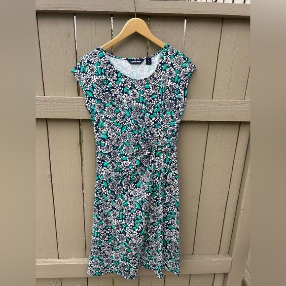 Lands' End Blue and Green Floral Dress New With Sample Tag Vacation Spring Sz S - Picture 1 of 8